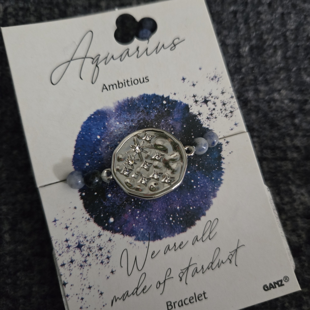 NWT GANZ Aquarius Bracelet with Silver Charm and Blue Accents